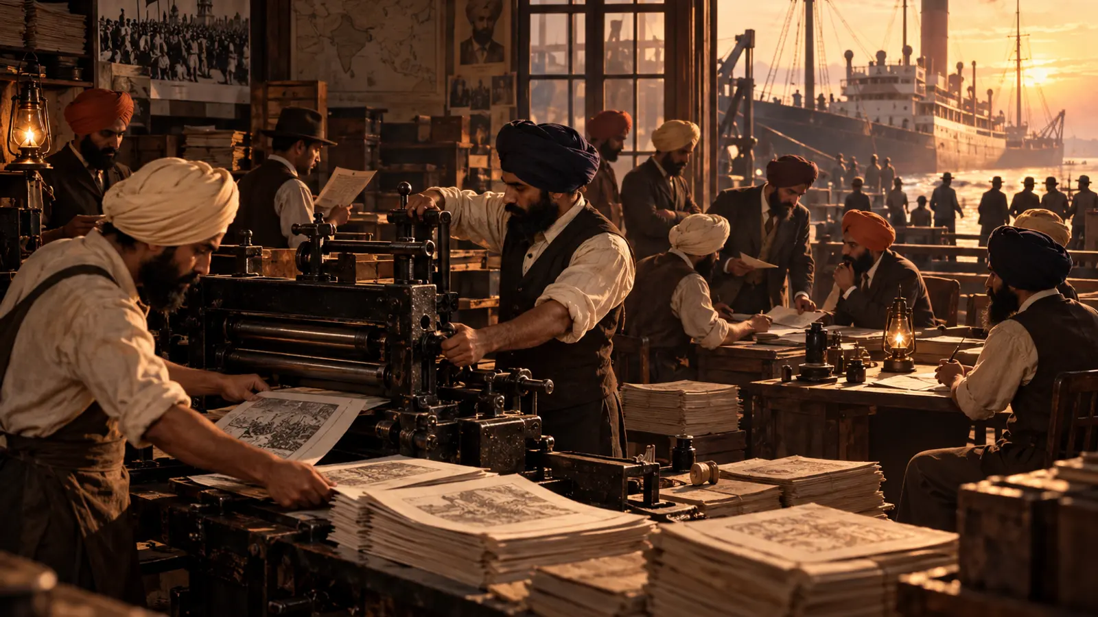 Illustration: Ghadar, San Francisco · Vancouver · Punjab, 1913 – 1915